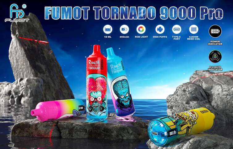 Fumot discount code - 1 ピース 9000 プロ 18ml 使い捨てベープ ピンクレモネード Fumot Tornado 802NF225