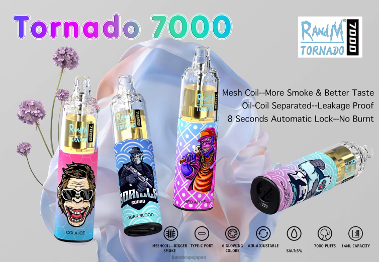 Fumot discount code - 7000 使い捨て VAPE ペン - 14ml (1 本) 博士。青 Fumot Tornado 802NF75