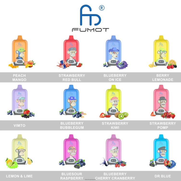 Fumot factory - 使い捨てベイプポッド 12000 - 20ml (1 個) イチゴキウイ Fumot Digital Box 802NF150