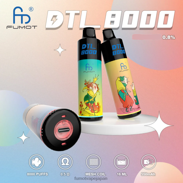 Fumot discount code - 8000 使い捨て VAPE ペン - 16ml (1 本) ブルーラズベリーレモン Fumot DTL 802NF415