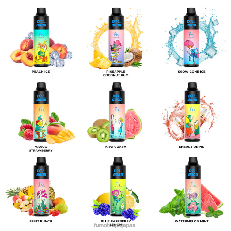 Fumot vape flavors - 8000 使い捨て VAPE ペン - 16ml (1 本) パイナップルココナッツラム Fumot DTL 802NF423